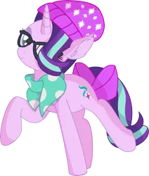 Size: 5928x6982 | Tagged: safe, artist:cyanlightning, derpibooru import, starlight glimmer, pony, unicorn, .svg available, absurd resolution, beanie, bow, chest fluff, clothes, ear fluff, female, glasses, hat, hipster, lidded eyes, mare, scarf, simple background, solo, tail bow, transparent background, vector