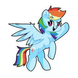 Size: 1080x1080 | Tagged: safe, artist:bbluna, derpibooru import, rainbow dash, pegasus, pony, backwards cutie mark, flying, solo