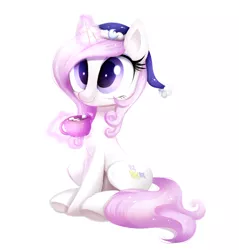 Size: 1468x1534 | Tagged: safe, alternate version, artist:confetticakez, derpibooru import, part of a set, fleur-de-lis, pony, unicorn, chocolate, christmas, commission, cute, female, fleurabetes, food, hat, holiday, hot chocolate, levitation, magic, mare, santa hat, simple background, sitting, solo, telekinesis, white background, ych result, your character here