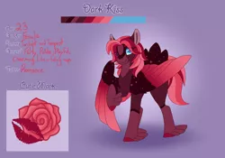 Size: 3500x2454 | Tagged: safe, artist:clay-bae, derpibooru import, oc, oc:dark kiss, pegasus, pony, female, magical lesbian spawn, mare, offspring, parent:tempest shadow, parent:twilight sparkle, parents:tempestlight, reference sheet, solo