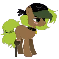 Size: 399x397 | Tagged: safe, artist:liszeueadopts, derpibooru import, oc, oc:seaweed shores, unofficial characters only, earth pony, pony, amputee, bandana, blank flank, collar, ear piercing, earring, eye scar, eyepatch, female, jewelry, mare, peg leg, piercing, pirate, prosthetic leg, prosthetic limb, prosthetics, scar, simple background, solo, torn ear, transparent background