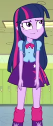 Size: 344x814 | Tagged: safe, derpibooru import, screencap, twilight sparkle, twilight sparkle (alicorn), alicorn, equestria girls, equestria girls (movie), backpack, clothes, cropped, female, leg warmers, pleated skirt, skirt, solo