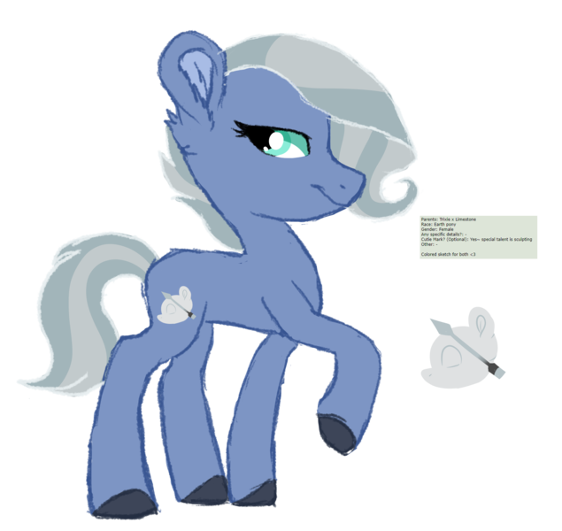 Size: 1685x1592 | Tagged: safe, artist:koloredkat, derpibooru import, oc, unofficial characters only, earth pony, pony, unicorn, colored hooves, earth pony oc, female, horn, magical lesbian spawn, mare, offspring, parent:limestone pie, parent:trixie, raised hoof, simple background, transparent background, unicorn oc