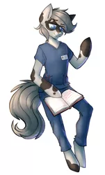 Size: 1810x3000 | Tagged: safe, artist:earthpone, derpibooru import, oc, unofficial characters only, anthro, earth pony, clothes, male, nurse, reading, simple background, solo, stallion, uniform, white background