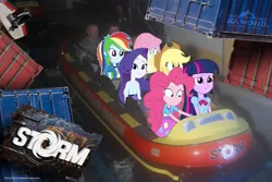 Size: 2048x1365 | Tagged: safe, derpibooru import, applejack, fluttershy, pinkie pie, rainbow dash, rarity, sci-twi, twilight sparkle, equestria girls, australia, boat, gold coast, humane five, humane six, ride, river, sea world, shipping container, storm, tunnel