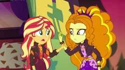 Size: 1920x1080 | Tagged: safe, derpibooru import, screencap, adagio dazzle, sunset shimmer, equestria girls, equestria girls series, sunset's backstage pass!, spoiler:eqg series (season 2), geode of empathy, magical geodes, music festival outfit