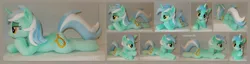 Size: 4008x1032 | Tagged: safe, artist:calusariac, derpibooru import, lyra heartstrings, pony, irl, photo, plushie, prone, solo