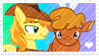 Size: 99x56 | Tagged: artist:cascayd, braeburn, braeheart, derpibooru import, deviantart stamp, female, little strongheart, male, safe, shipping, stamp, straight