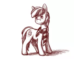 Size: 1251x1005 | Tagged: safe, artist:fynjy-87, derpibooru import, oc, unofficial characters only, earth pony, clothes, monochrome, scarf, sketch