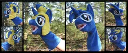 Size: 4230x1754 | Tagged: safe, artist:peruserofpieces, derpibooru import, oc, oc:bluestar, unicorn, armor, custom, glasses, irl, male, outdoors, photo, plushie, puppet, royal guard, royal guard armor, solo, stallion, toy