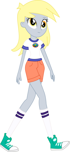 Size: 1280x2741 | Tagged: safe, artist:marcorois, derpibooru import, derpy hooves, equestria girls, legend of everfree, background human, camp everfree logo, camp everfree outfits, clothes, converse, cute, female, legs, shirt, shoes, shorts, simple background, smiling, sneakers, socks, solo, t-shirt, transparent background, vector, walking