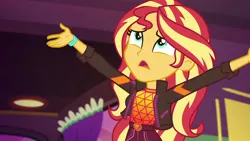 Size: 1920x1080 | Tagged: safe, derpibooru import, screencap, sunset shimmer, equestria girls, equestria girls series, sunset's backstage pass!, spoiler:eqg series (season 2), geode of empathy, magical geodes, music festival outfit, solo