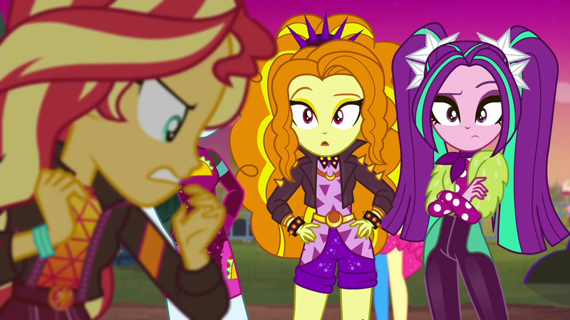 Size: 1920x1080 | Tagged: safe, derpibooru import, screencap, adagio dazzle, aria blaze, pinkie pie, sonata dusk, sunset shimmer, equestria girls, equestria girls series, sunset's backstage pass!, spoiler:eqg series (season 2), the dazzlings