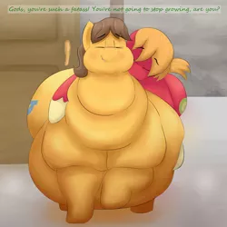 Size: 2500x2500 | Tagged: suggestive, artist:lupin quill, derpibooru import, big macintosh, caramel, earth pony, pony, bathroom, bathtub, belly, belly grab, bhm, big belly, bingo wings, blushing, butt, caramac, chubby cheeks, commission, dialogue, door, double chin, eyes closed, fat, fat fetish, feedee, feeder, fetish, front view butt, gay, hug, hug from behind, large butt, lip bite, male, morbidly obese, neck biting, obese, plot, raised hoof, shipping, smiling, stallion, teasing, unshorn fetlocks