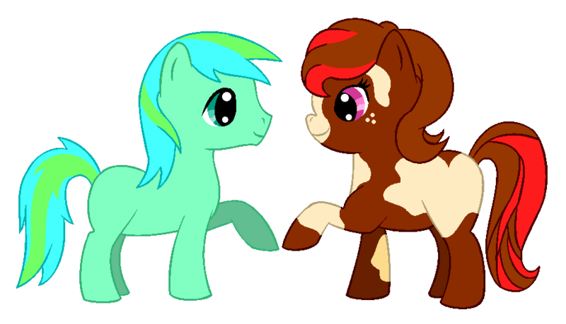 Size: 920x528 | Tagged: safe, artist:chili19, derpibooru import, oc, oc:peppermint, unofficial characters only, earth pony, pony, colt, duo, earth pony oc, female, filly, freckles, male, raised hoof, simple background, transparent background