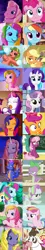Size: 464x2566 | Tagged: safe, derpibooru import, screencap, applejack, applejack (g3), cheerilee, cheerilee (g3), coconut cream, daisy jo, daisyjo, master kenbroath gilspotten heathspike, pinkie pie, pinkie pie (g3), rainbow dash, rainbow dash (g3), rarity, rarity (g3), scootaloo, scootaloo (g3), spike, sweetie belle, sweetie belle (g3), toola roola, cow, dragon, earth pony, pegasus, pony, unicorn, a friend in deed, fame and misfortune, meet the ponies, newbie dash, positively pink, secrets and pies, sleepless in ponyville, testing testing 1-2-3, the crystalling, the last crusade, the princess promenade, the runaway rainbow, the ticket master, comparison, female, filly, g3, g3 to g4, generation leap, mare, one of these things is not like the others