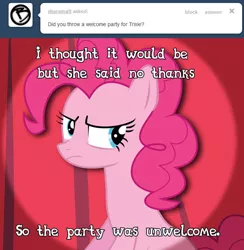 Size: 653x670 | Tagged: safe, artist:patec, derpibooru import, pinkie pie, pony, ask pun, ask, ask tickled pinkie, solo