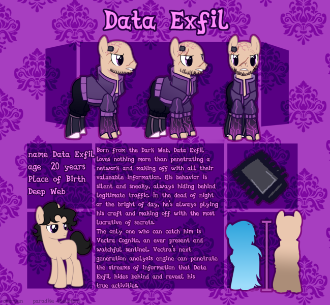 Size: 4000x3700 | Tagged: artist:paradiseskeletons, derpibooru import, oc, oc:data exfil, reference sheet, safe