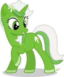 Size: 2800x3350 | Tagged: safe, artist:arifproject, derpibooru import, oc, oc:upvote, ponified, pony, unicorn, derpibooru, derpibooru ponified, grin, looking back, meta, raised hoof, simple background, smiling, solo, transparent background, vector