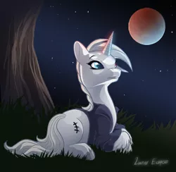 Size: 600x585 | Tagged: safe, artist:a-lunar-eclipse, deleted from derpibooru, derpibooru import, oc, oc:lunar eclipse, unicorn, eclipse, lunar, moon, night, white