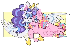 Size: 1325x861 | Tagged: safe, artist:mafubii, derpibooru import, pinkie pie, rarity, alicorn, pegasus, pony, alicornified, female, heart eyes, holding hooves, lesbian, looking at each other, lying down, nuzzling, one eye closed, pegasus pinkie pie, princess rarity, race swap, raricorn, raripie, shipping, simple background, snuggling, transparent background, wingding eyes