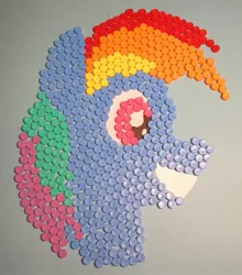 Size: 1024x1166 | Tagged: safe, artist:malte279, derpibooru import, rainbow dash, pony, craft, diabetes, mosaic, plastic, wip