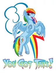 Size: 720x937 | Tagged: safe, artist:texasuberalles, derpibooru import, part of a set, rainbow dash, pegasus, pony, backwards cutie mark, cutie mark background, female, flying, frog (hoof), mare, pointing, positive ponies, smiling, solo, underhoof, you got this