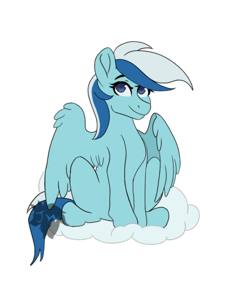 Size: 900x1153 | Tagged: safe, artist:jazzwolf347, derpibooru import, oc, unofficial characters only, pegasus, pony, cloud, female, mare, request, requested art, simple background, sitting, smiling, solo, spread wings, transparent background, wings