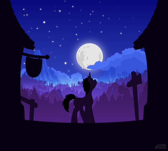 Size: 3600x3240 | Tagged: safe, artist:simonk0, derpibooru import, oc, unofficial characters only, pony, unicorn, fanfic, fanfic:friendship is optimal, fanfic art, fanfic cover, moon, solo