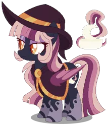 Size: 375x431 | Tagged: safe, artist:awoomarblesoda, derpibooru import, oc, oc:lumin essence, bat pony, pony, base used, female, hat, mare, simple background, solo, transparent background, witch hat