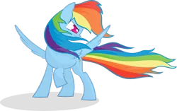 Size: 3087x1942 | Tagged: safe, artist:kalleflaxx, derpibooru import, rainbow dash, pegasus, pony, backwards cutie mark, badass, cool, female, mare, simple background, smiling, smirk, solo, spread wings, transparent background, wings