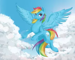 Size: 14173x11339 | Tagged: safe, artist:breakingreflections, derpibooru import, rainbow dash, pegasus, pony, absurd resolution, awesome, badass, cloud, cool, female, flying, mare, sky, spread wings, wings