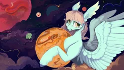 Size: 5120x2880 | Tagged: safe, artist:slimeprnicess, derpibooru import, oc, oc:searchlight, unofficial characters only, pegasus, pony, giant pony, macro, planet, pony bigger than a planet, space, stars