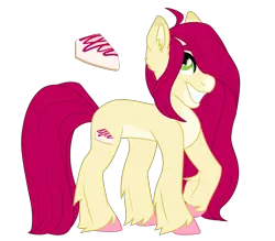 Size: 2073x1815 | Tagged: safe, artist:koloredkat, derpibooru import, oc, unofficial characters only, earth pony, pony, colored hooves, cutie mark, earth pony oc, female, grin, hoof fluff, mare, offspring, parent:cheese sandwich, parent:pinkie pie, parents:cheesepie, raised hoof, reference sheet, simple background, smiling, solo, transgender, transparent background, unshorn fetlocks