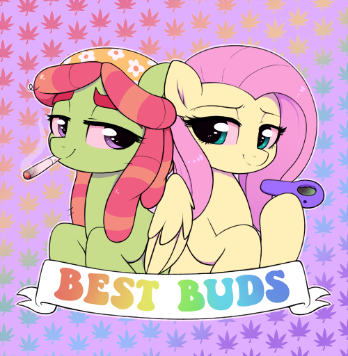 Size: 500x512 | Tagged: artist:moozua, bloodshot eyes, derpibooru import, drugs, duo, flutterhigh, fluttershy, high, joint, marijuana, marijuana leaf, pipe, safe, smoking, tree hugger, tree stoner