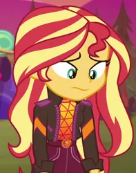 Size: 756x959 | Tagged: safe, derpibooru import, screencap, sunset shimmer, equestria girls, equestria girls series, sunset's backstage pass!, spoiler:eqg series (season 2), cropped, geode of empathy, magical geodes, music festival outfit, solo