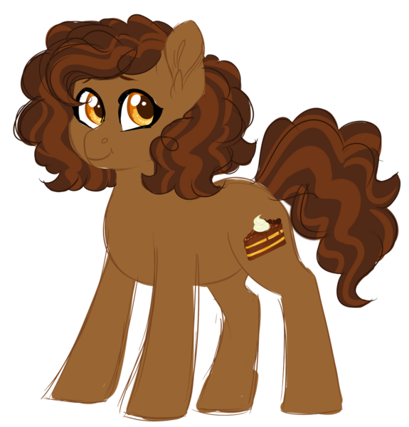 Size: 1024x1069 | Tagged: safe, artist:azure-art-wave, derpibooru import, oc, oc:chocolate cake, earth pony, pony, female, mare, offspring, parent:cheese sandwich, parent:pinkie pie, parents:cheesepie, simple background, solo, transparent background