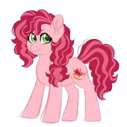 Size: 1024x1024 | Tagged: safe, artist:azure-art-wave, derpibooru import, oc, oc:strawberry tart, earth pony, pony, female, mare, offspring, parent:cheese sandwich, parent:pinkie pie, parents:cheesepie, simple background, solo, transparent background