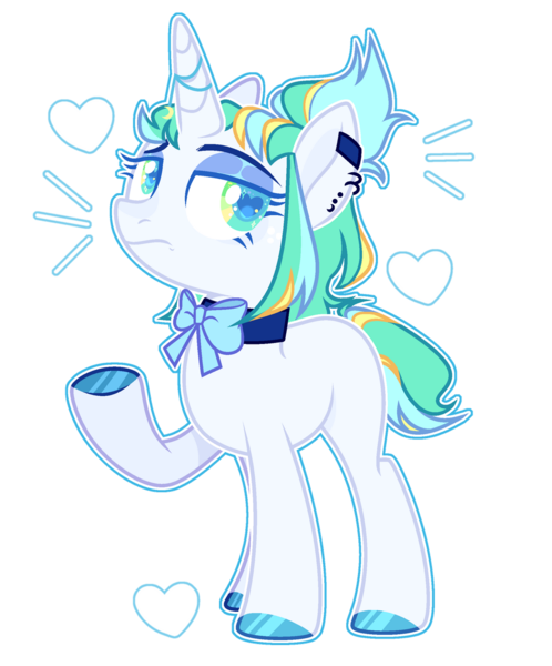 Size: 1024x1233 | Tagged: safe, artist:chococolte, derpibooru import, oc, pony, unicorn, ear piercing, earring, female, jewelry, mare, neck bow, piercing, simple background, solo, transparent background