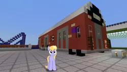 Size: 1334x750 | Tagged: safe, artist:bluemeganium, derpibooru import, edit, editor:topsangtheman, cloud kicker, pegasus, pony, game screencap, looking at you, minecraft, new york city subway, photoshop, roller coaster