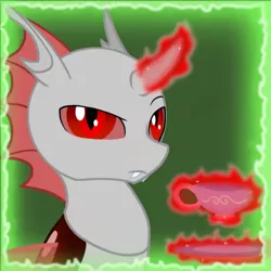 Size: 582x582 | Tagged: artist:ravenpuff, bust, changeling, changeling oc, cup, derpibooru import, glowing horn, horn, magic, male, oc, oc:abel, plate, red changeling, safe, slit eyes, solo, teacup, telekinesis, unofficial characters only