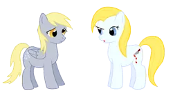 Size: 943x534 | Tagged: safe, artist:chili19, derpibooru import, derpy hooves, oc, oc:bloodknife, earth pony, pegasus, pony, blood, duo, female, knife, mare, simple background, transparent background