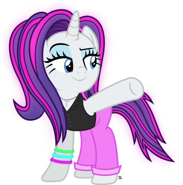 1818463 - safe, artist:anime-equestria, derpibooru import, rarity, unicorn,  80s, alternate hairstyle, bands, clothes, cross, crucifix, eyeshadow,  female, horn, jewelry, makeup, mare, necklace, simple background, smiling,  solo, transparent background ...