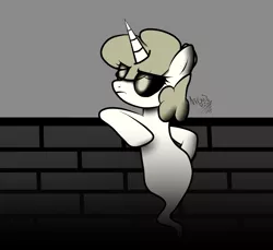 Size: 1200x1100 | Tagged: safe, artist:arrgus-korr, derpibooru import, oc, oc:spooky, ghost, ghost pony, pony, undead, unicorn, angry, annoying, dark background, looking at the sky, solo