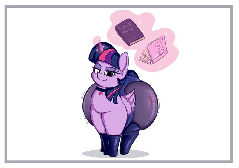 Size: 2025x1425 | Tagged: suggestive, artist:andesblorps, derpibooru import, twilight sparkle, twilight sparkle (alicorn), alicorn, pony, book, butt, chubby, chubby twilight, clothes, fat, female, huge butt, implied butt expansion, impossibly large butt, large butt, latex, levitation, magic, mare, obese, pantyhose, plot, solo, solo female, telekinesis, twibutt, twilard sparkle, twilight has a big ass