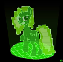 Size: 1087x1067 | Tagged: artist:dafiltafish, derpibooru import, hologram, holopon, oc, oc:pixel, poniesonline, safe, simple background