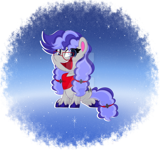 Size: 1600x1495 | Tagged: safe, artist:missmele-madness, derpibooru import, oc, oc:cinnabyte, earth pony, pony, my little pony: pony life, chibi, deviantart watermark, female, glasses, mare, obtrusive watermark, solo, watermark