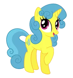 Size: 565x606 | Tagged: safe, alternate version, artist:abealy2, derpibooru import, lemon hearts, pony, unicorn, alternate hairstyle, cute, female, lemonbetes, looking at you, mare, raised hoof, simple background, solo, transparent background, weapons-grade cute