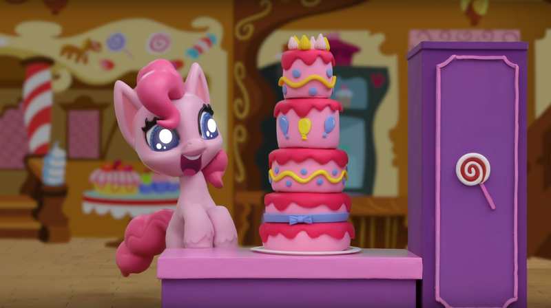 Size: 1667x934 | Tagged: safe, derpibooru import, screencap, pinkie pie, earth pony, pony, cake off, my little pony: pony life, my little pony: stop motion short, cake, cute, diapinkes, food, stop motion