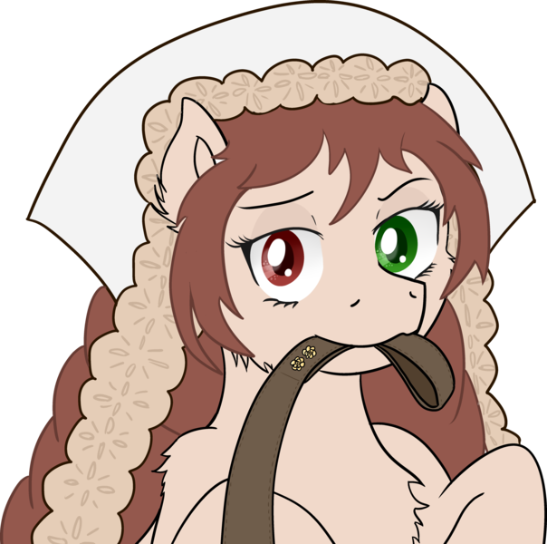 Size: 4509x4481 | Tagged: safe, alternate version, artist:poniidesu, derpibooru import, ponified, earth pony, pony, /mlp/, 4chan, absurd resolution, anime, cheek fluff, chest fluff, clothes, cute, desu, drawthread, ear fluff, green eyes, heterochromia, implied pet play, leash, lolita fashion, looking at you, mouth hold, red eyes, rozen maiden, simple background, suiseiseki, transparent background